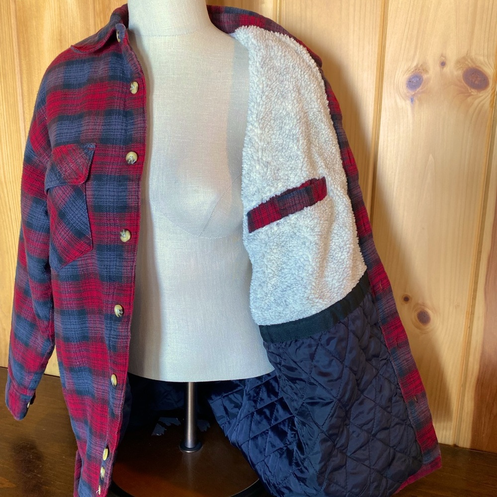 Women's Flannel Sherpa Lined Overshirt